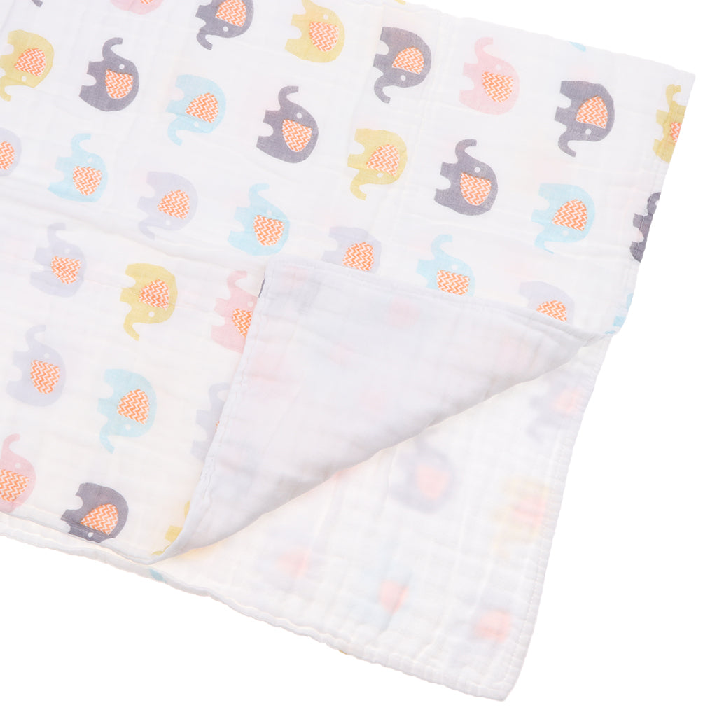 6 layer Cotton Baby Washcloth Towel Bath Feeding Wipe Cloth Gauze Elephant