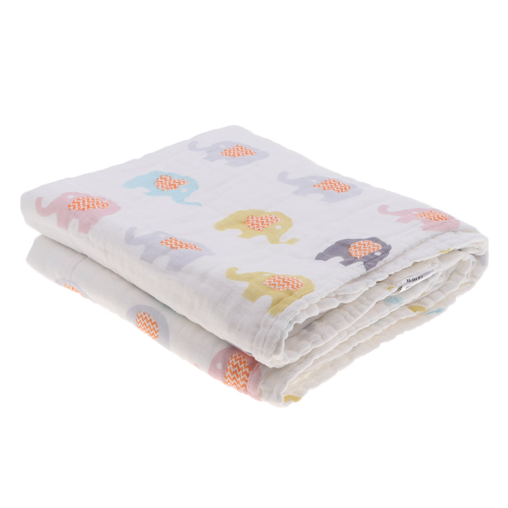 6 layer Cotton Baby Washcloth Towel Bath Feeding Wipe Cloth Gauze Elephant