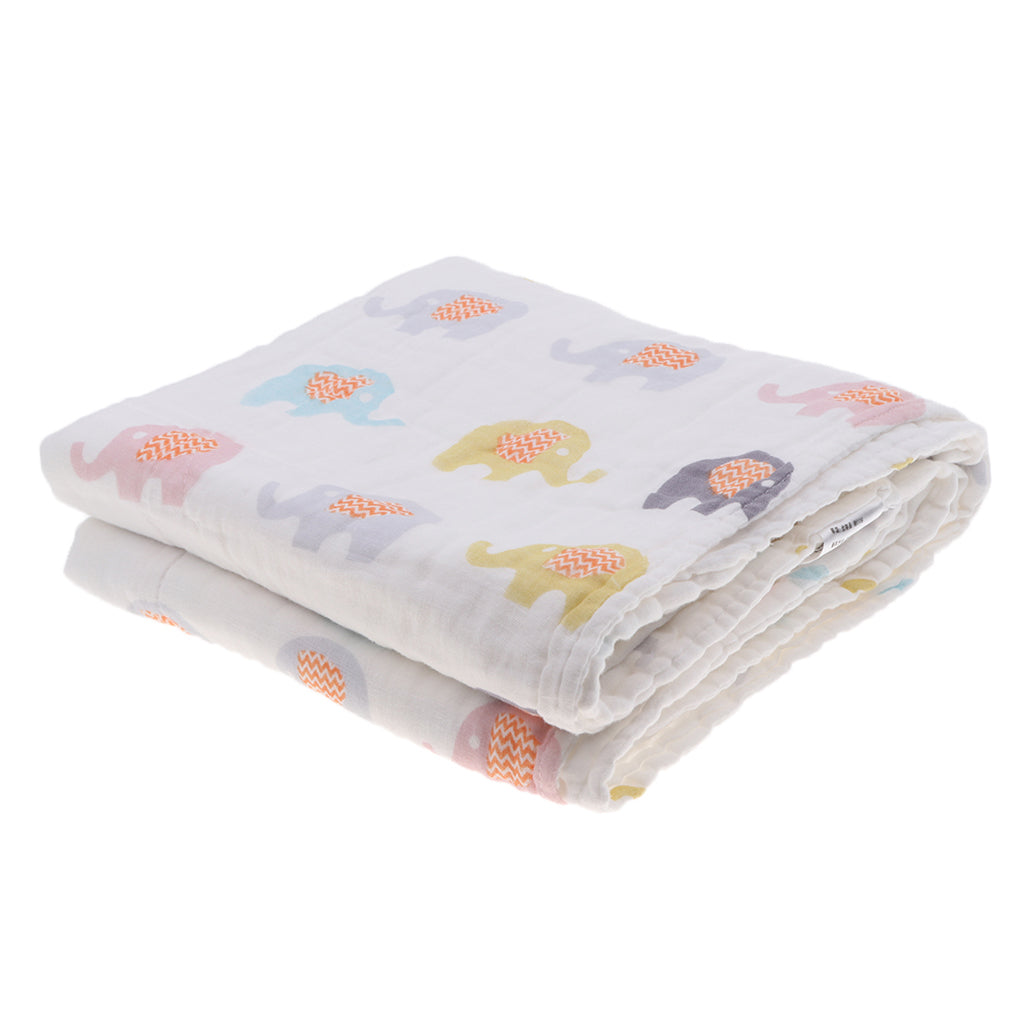 6 layer Cotton Baby Washcloth Towel Bath Feeding Wipe Cloth Gauze Elephant