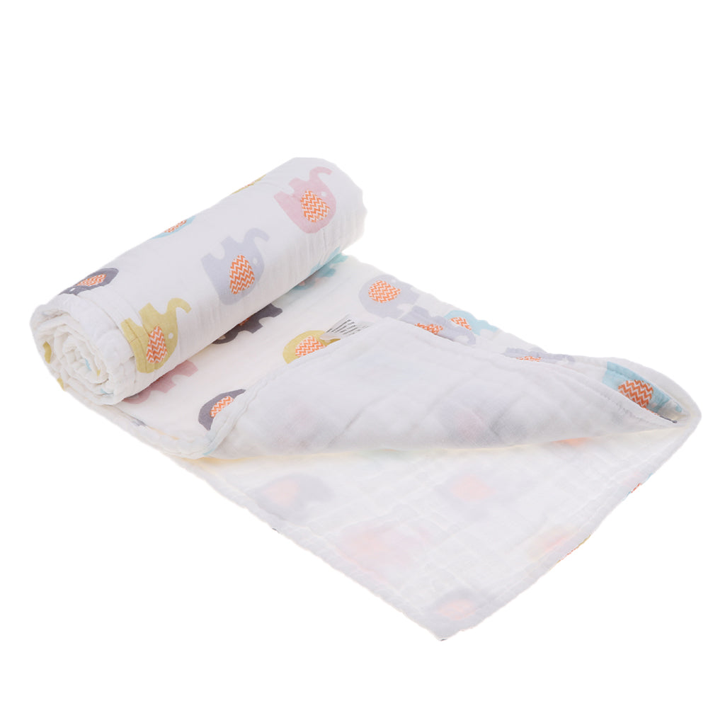 6 layer Cotton Baby Washcloth Towel Bath Feeding Wipe Cloth Gauze Elephant