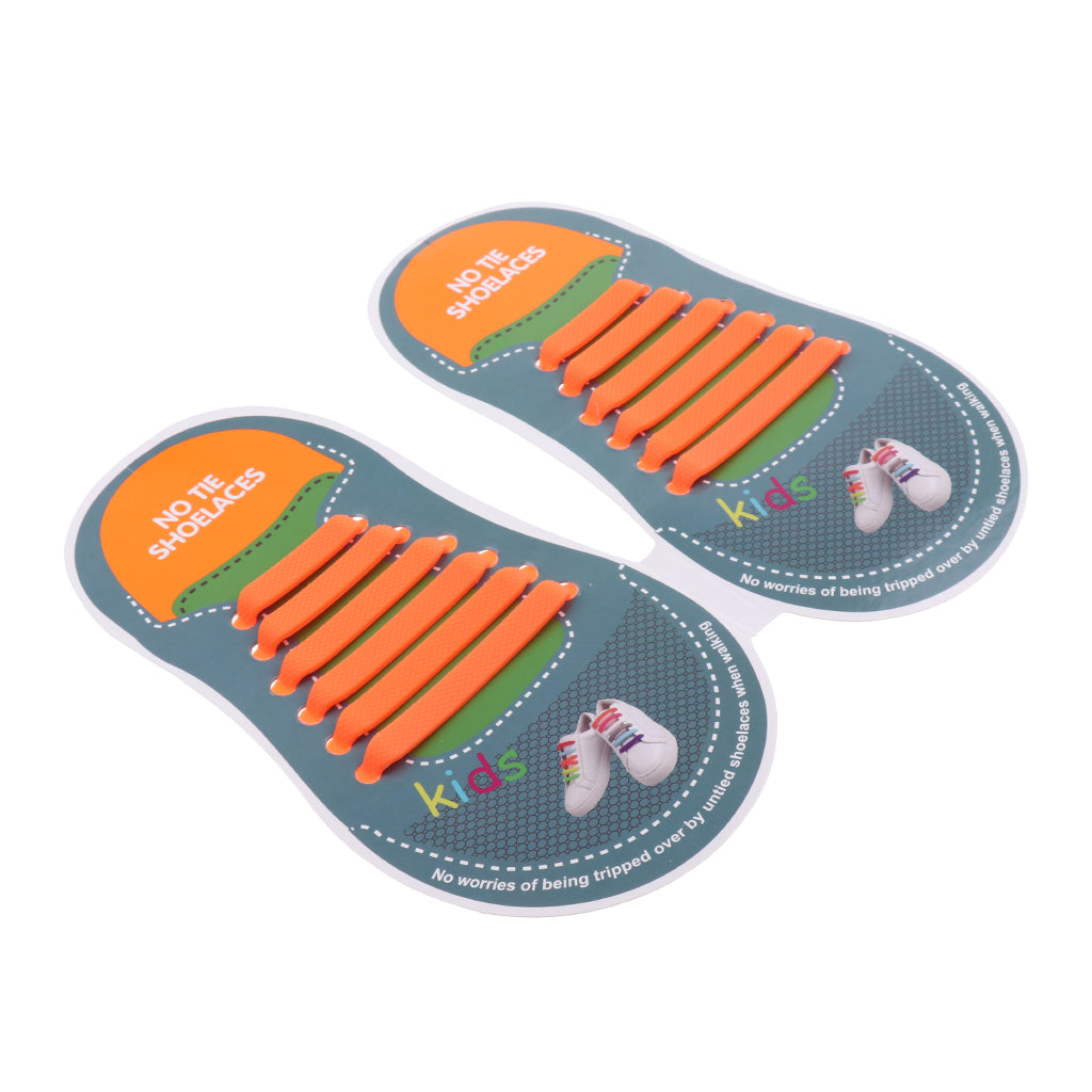 Easy No Tie Shoelaces Elastic Silicone Flat Shoe Lace Set for Kids  Orange