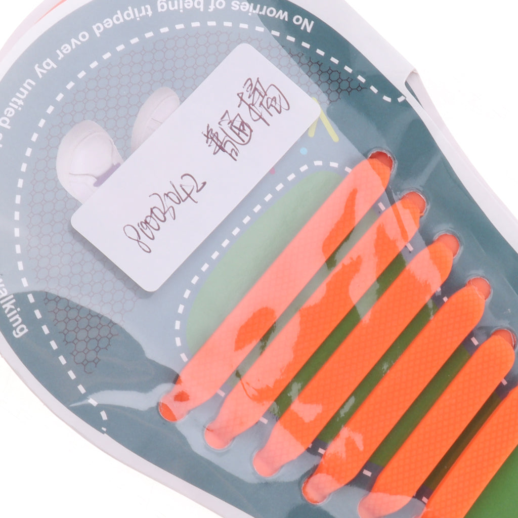 Easy No Tie Shoelaces Elastic Silicone Flat Shoe Lace Set for Kids  Orange