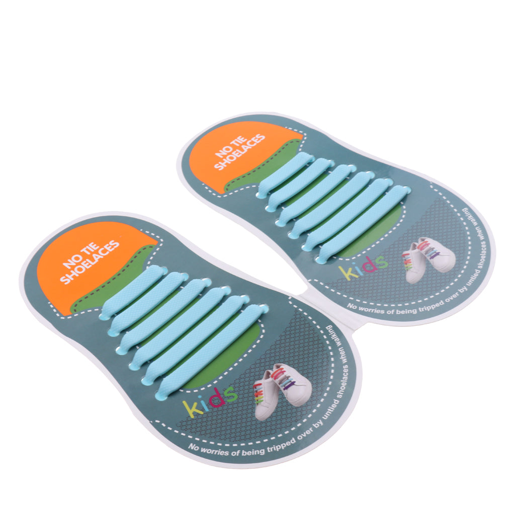 Easy No Tie Shoelaces Elastic Silicone Flat Shoe Lace Set for Kids  Blue