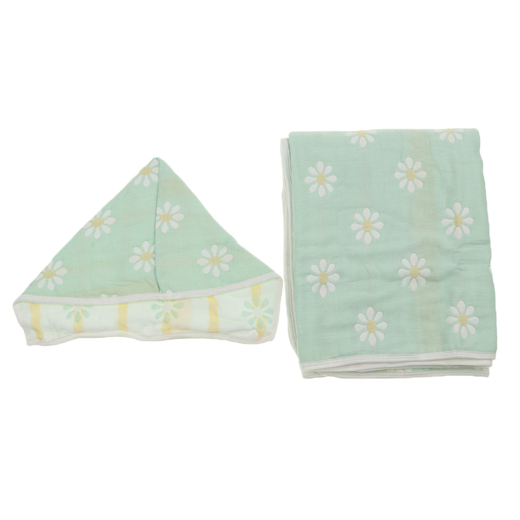 Six-Layer Jacquard Gauze Hooded Baby Bath Towel Cotton Green