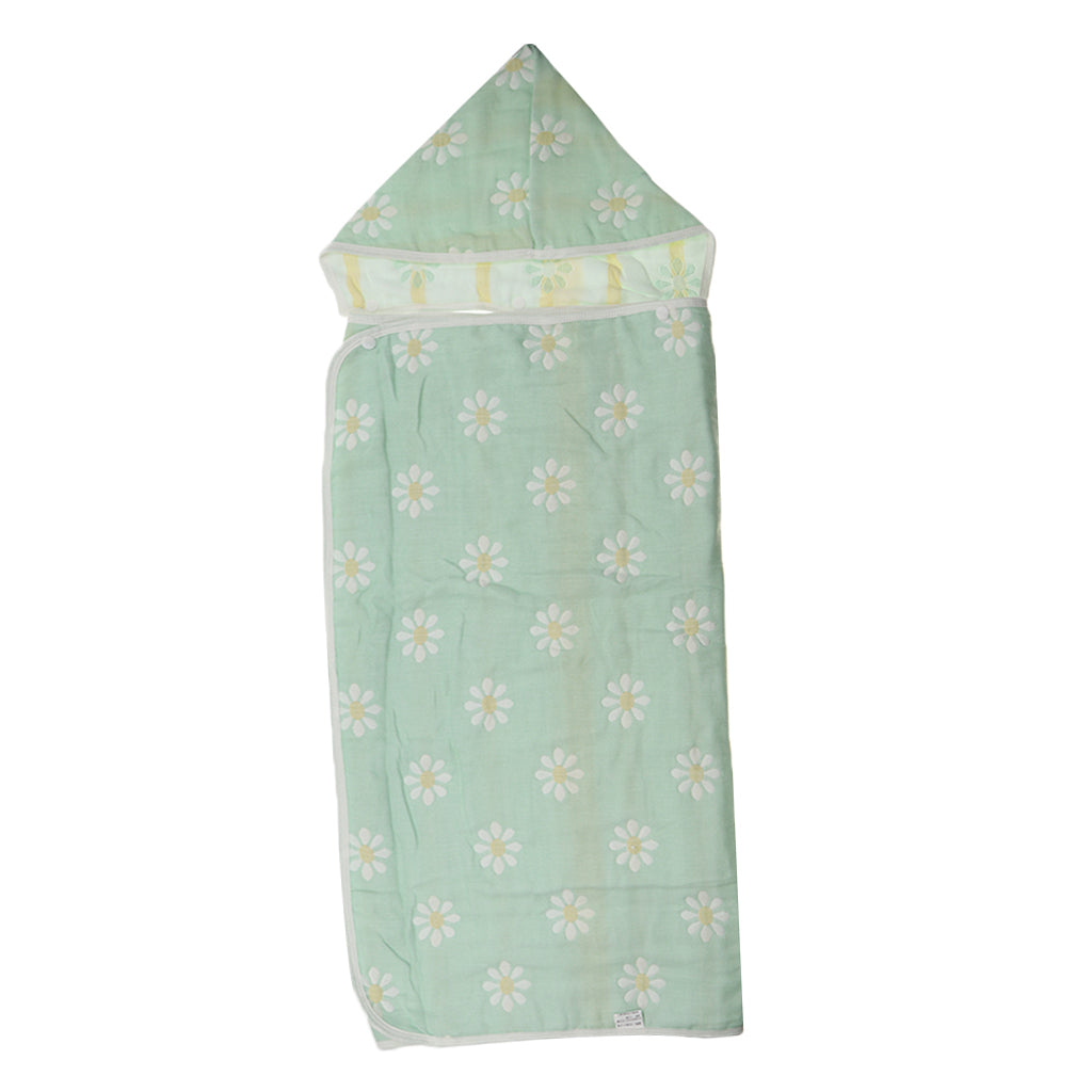 Six-Layer Jacquard Gauze Hooded Baby Bath Towel Cotton Green