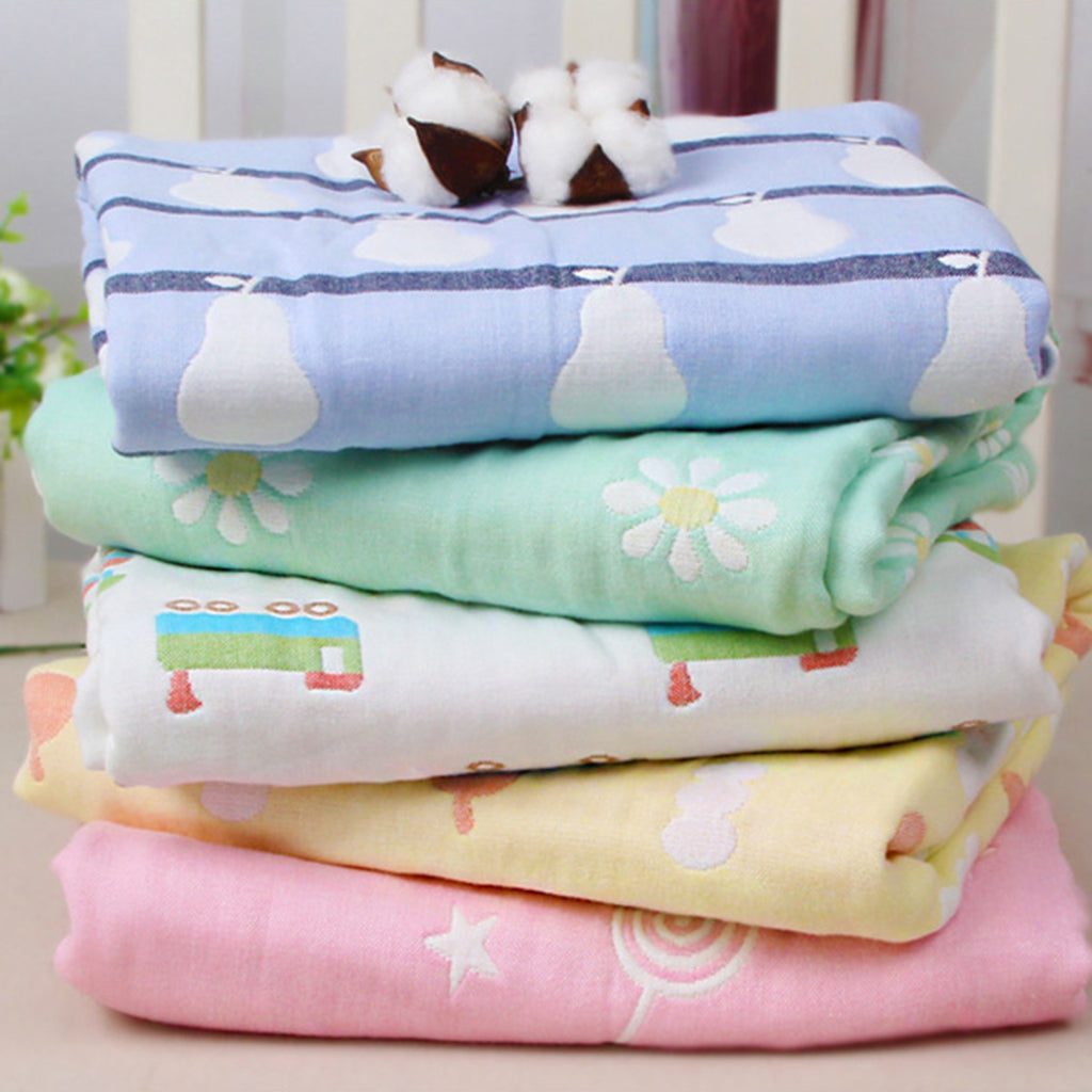 Six-Layer Jacquard Gauze Hooded Baby Bath Towel Cotton Green