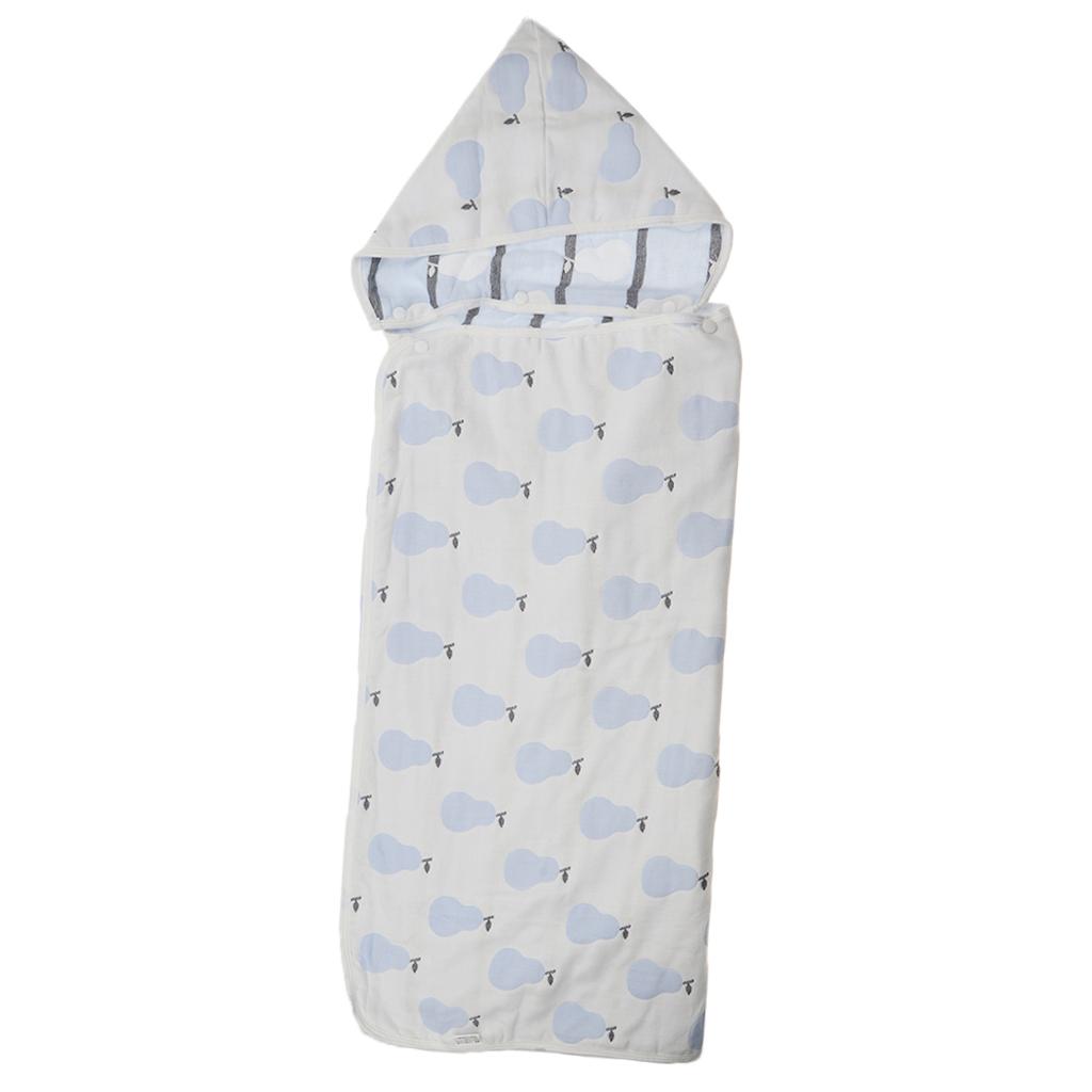 Six-Layer Jacquard Gauze Hooded Baby Bath Towel Cotton Blue