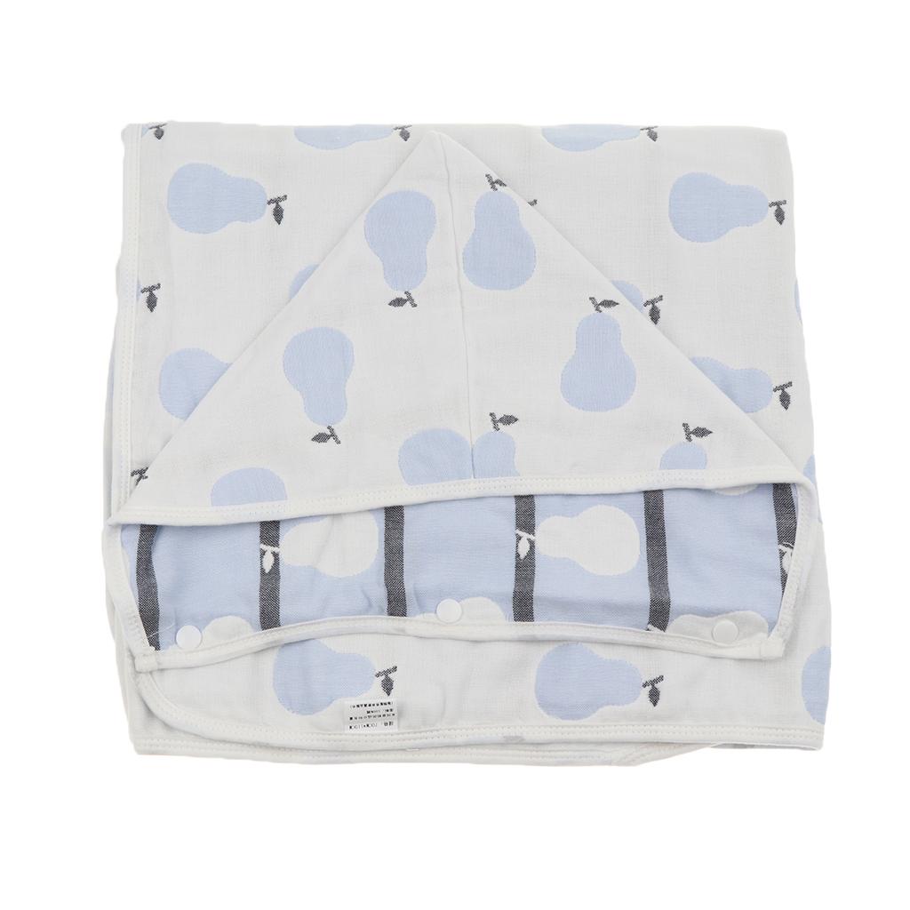 Six-Layer Jacquard Gauze Hooded Baby Bath Towel Cotton Blue