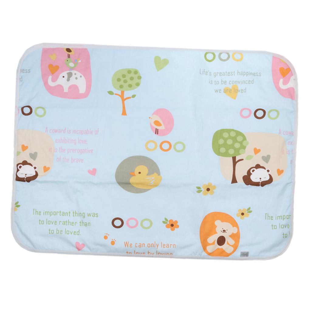 Baby Waterproof Cotton Urine Mat Nappy Bed Changing Diaper Pad 60x75cm Blue