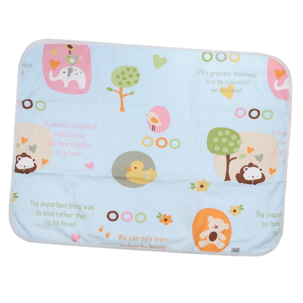 Baby Waterproof Cotton Urine Mat Nappy Bed Changing Diaper Pad 60x75cm Blue