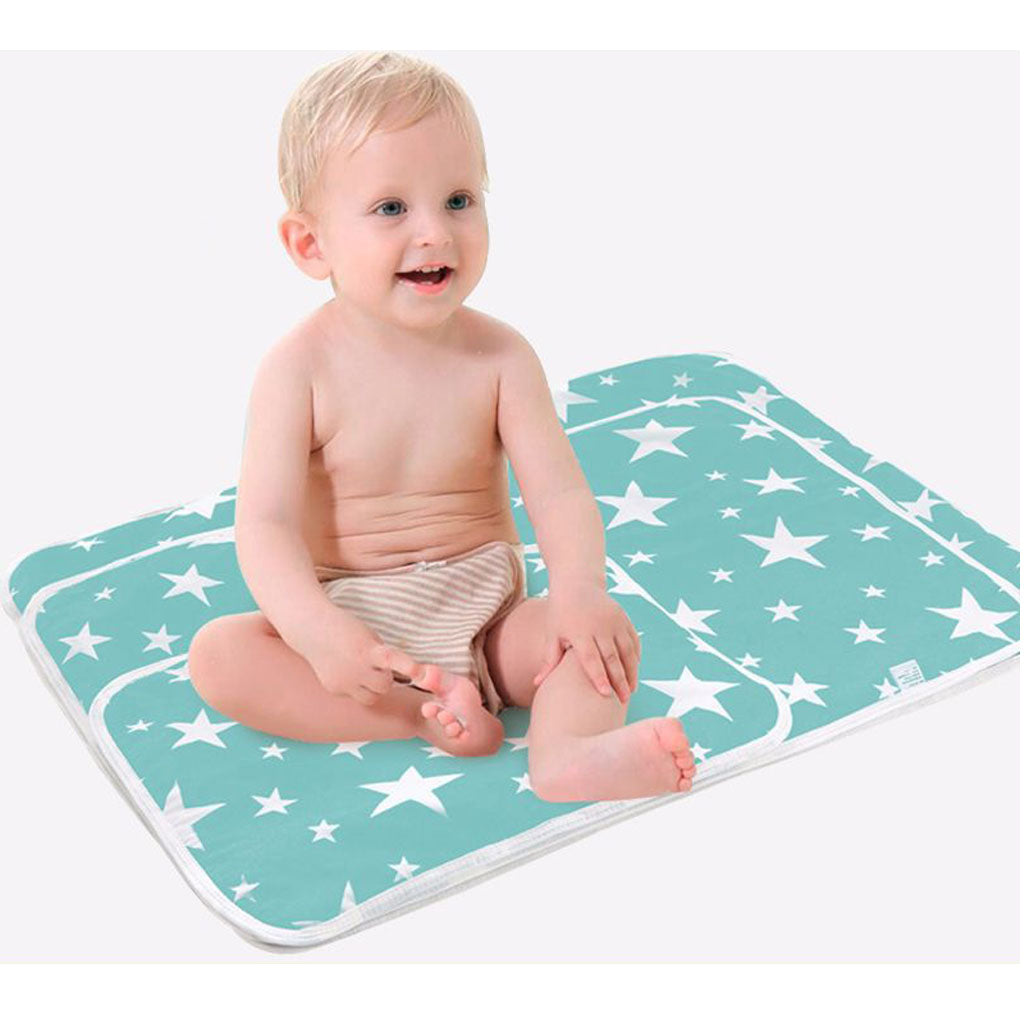 Baby Waterproof Cotton Urine Mat Nappy Bed Changing Diaper Pad 80x110cm Green Star