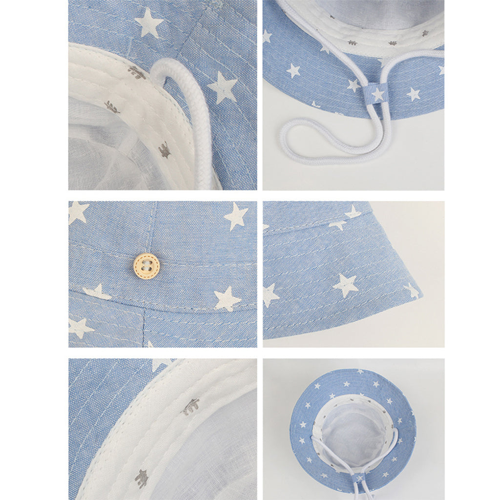 Cotton Summer Baby Sun Hat Bucket Hat Denim Toddler Tractor Cap Light Blue