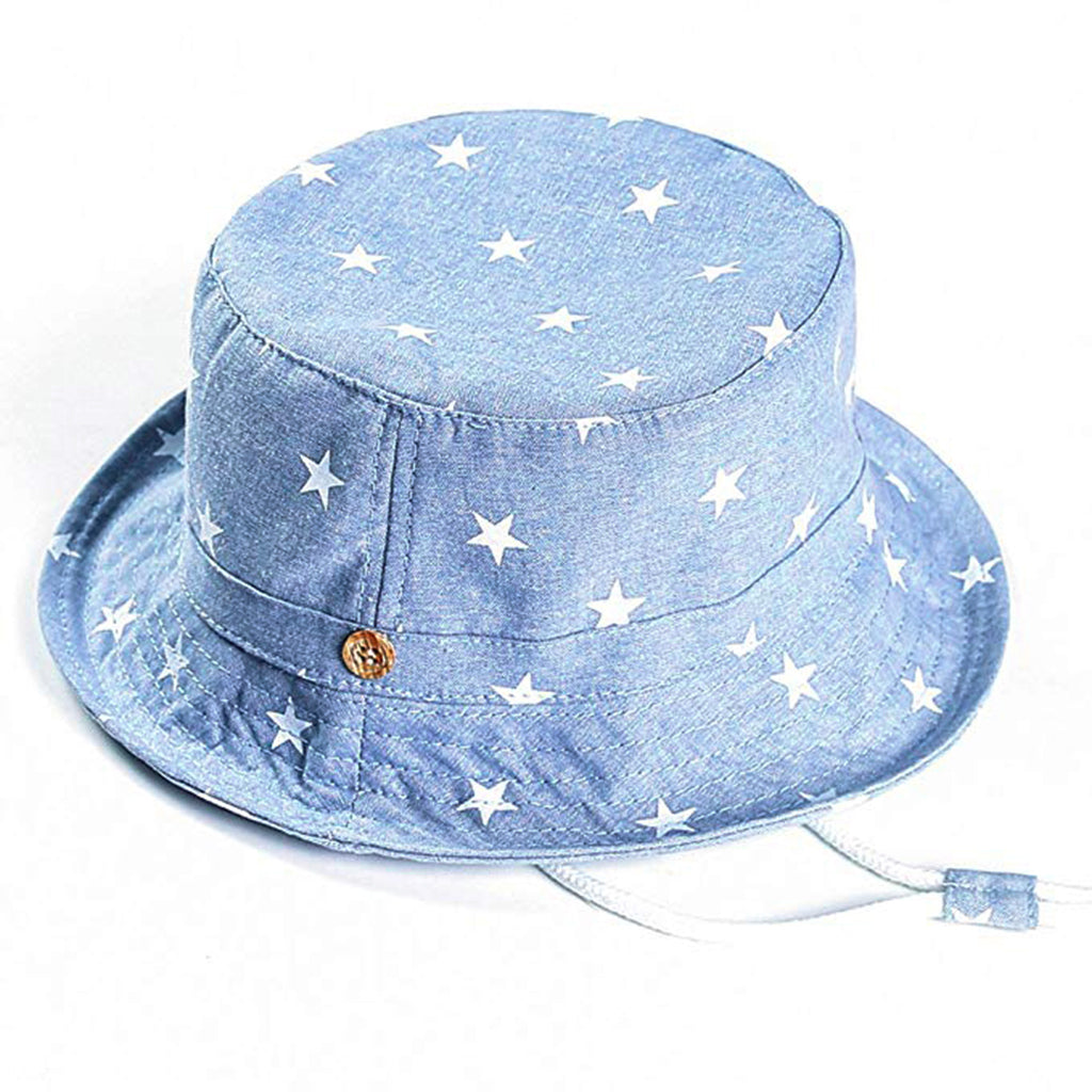 Cotton Summer Baby Sun Hat Bucket Hat Denim Toddler Tractor Cap Light Blue