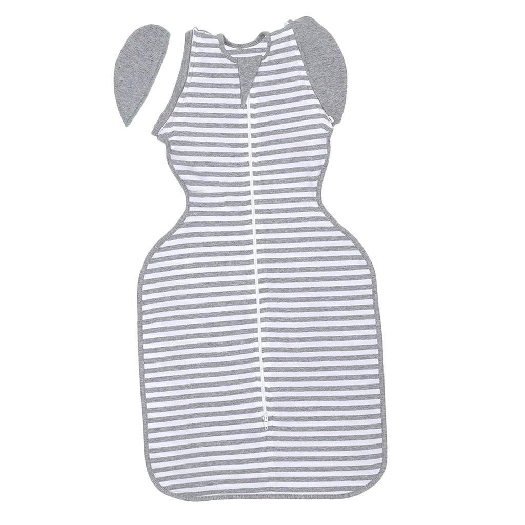 Baby Infant Sleeping Wrap Cotton Sleeping Bag M  (3-6 Months) Grey stripe
