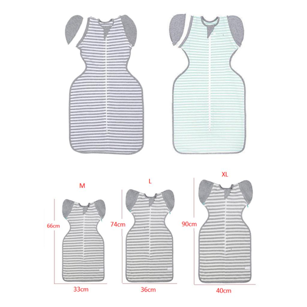 Baby Infant Sleeping Wrap Cotton Sleeping Bag M  (3-6 Months) Grey stripe