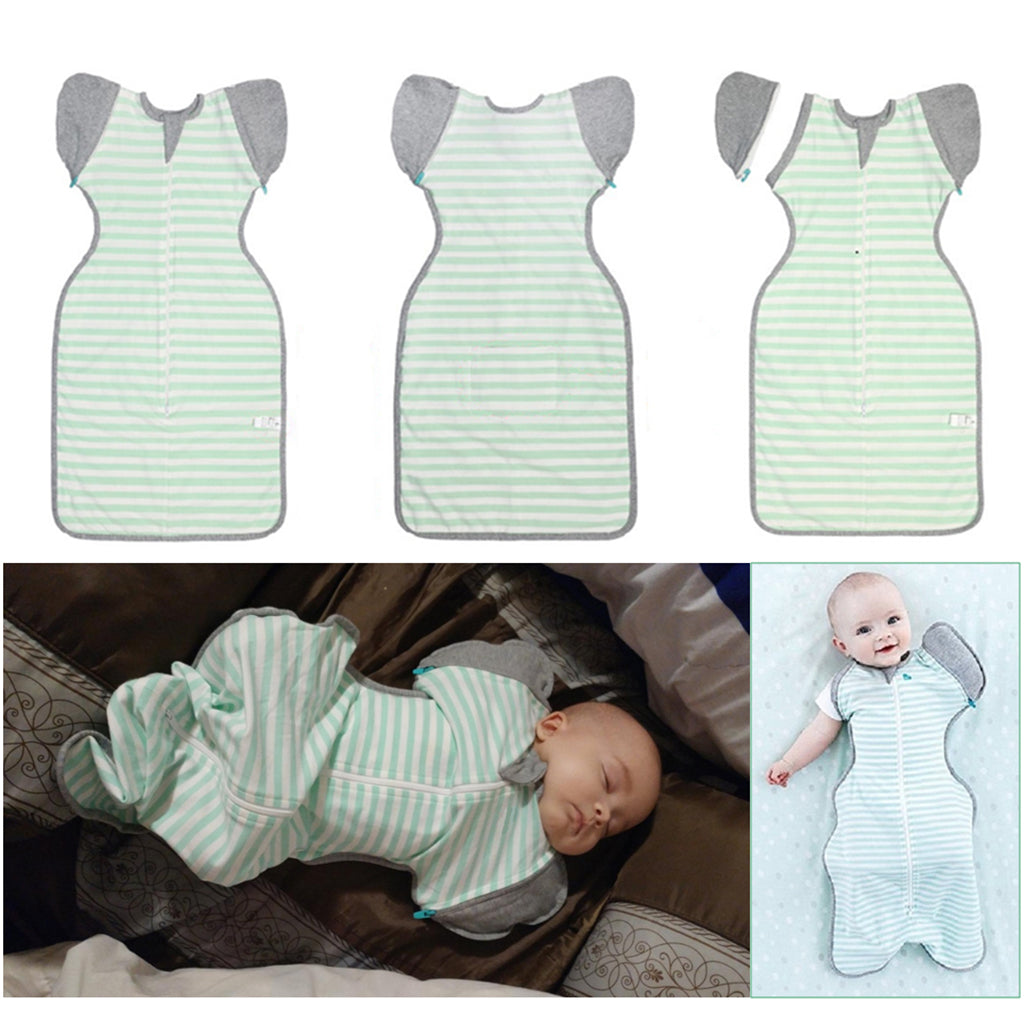Baby Infant Sleeping Wrap Cotton Sleeping Bag M （3-6 Months） Green stripe