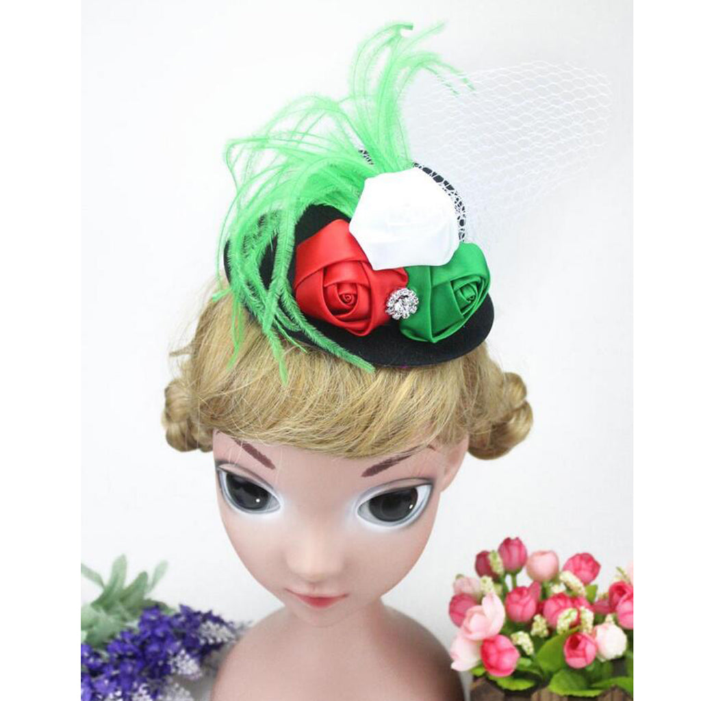 Rose Feather Hat Child Mini Top Hat Fascinator Feather Headpiece  Black