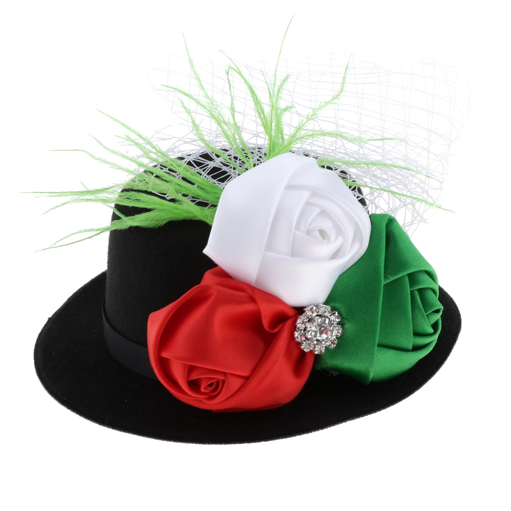 Rose Feather Hat Child Mini Top Hat Fascinator Feather Headpiece  Black