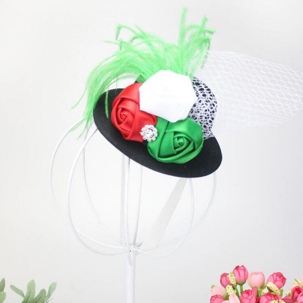 Rose Feather Hat Child Mini Top Hat Fascinator Feather Headpiece  Black