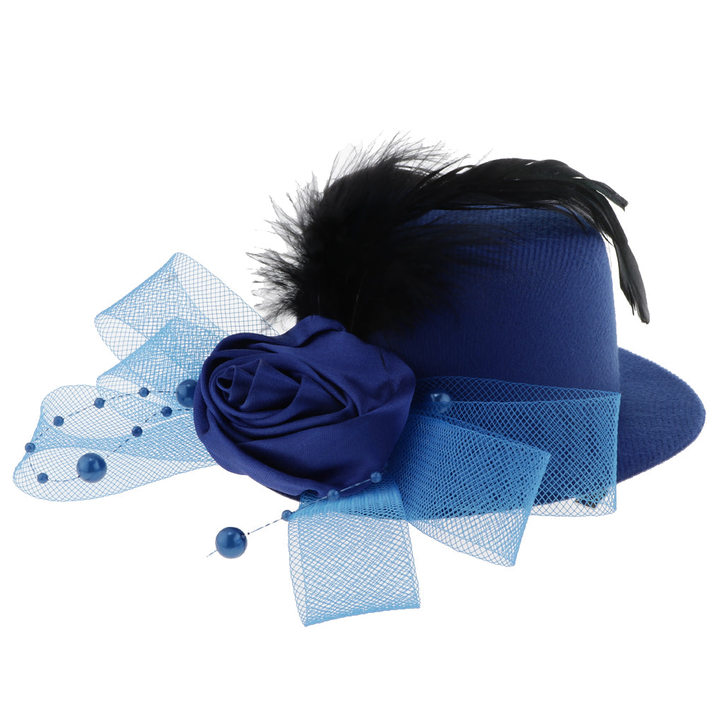 Kids Hats Fascinators Baby Mini Top Hat Hair Clip Style 1-Royal