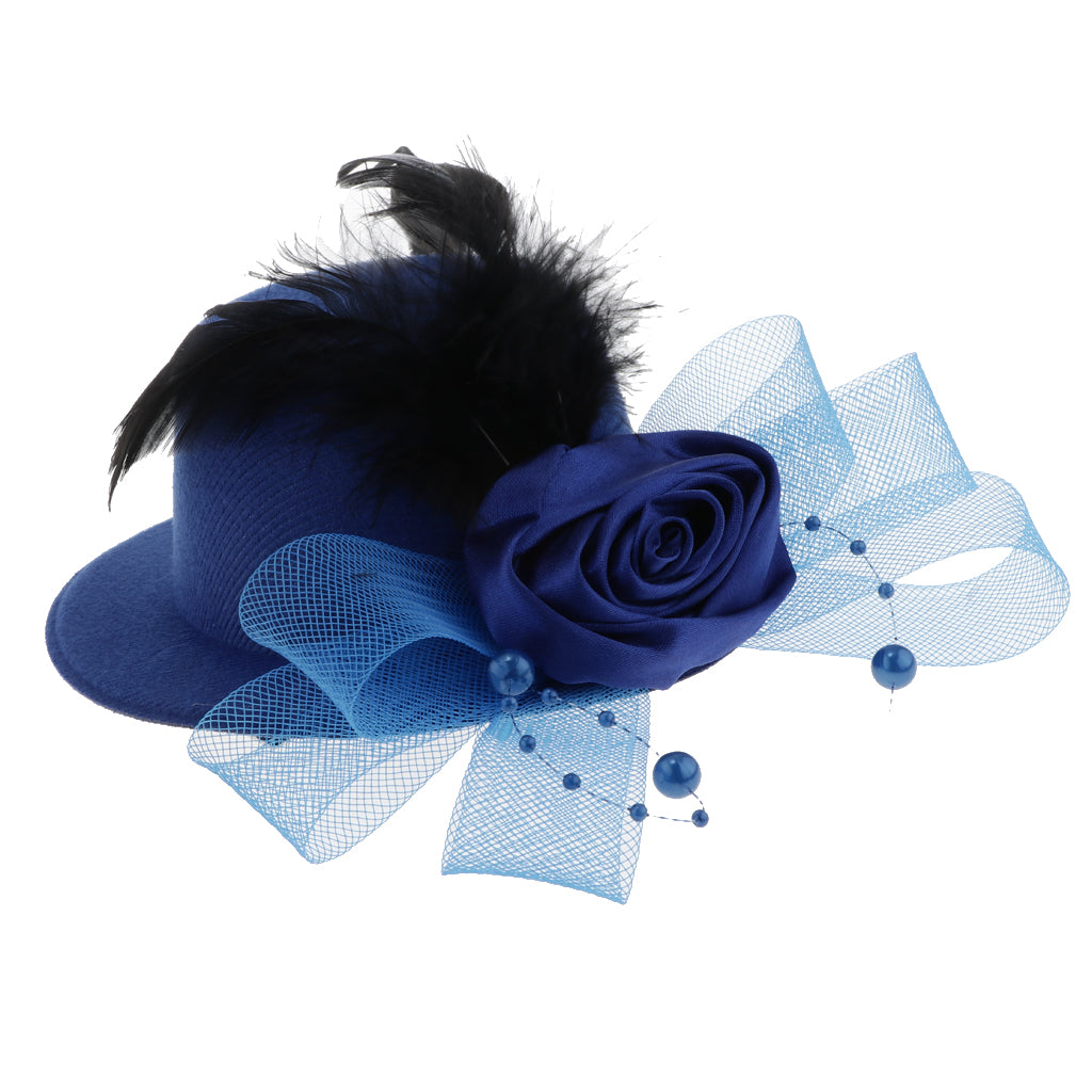 Kids Hats Fascinators Baby Mini Top Hat Hair Clip Style 1-Royal