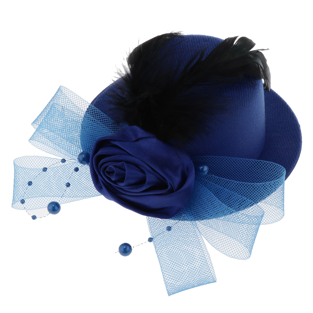 Kids Hats Fascinators Baby Mini Top Hat Hair Clip Style 1-Royal