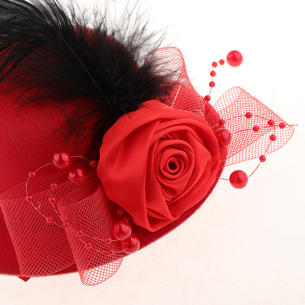 Kids Hats Fascinators Baby Mini Top Hat Hair Clip Style 1-Red