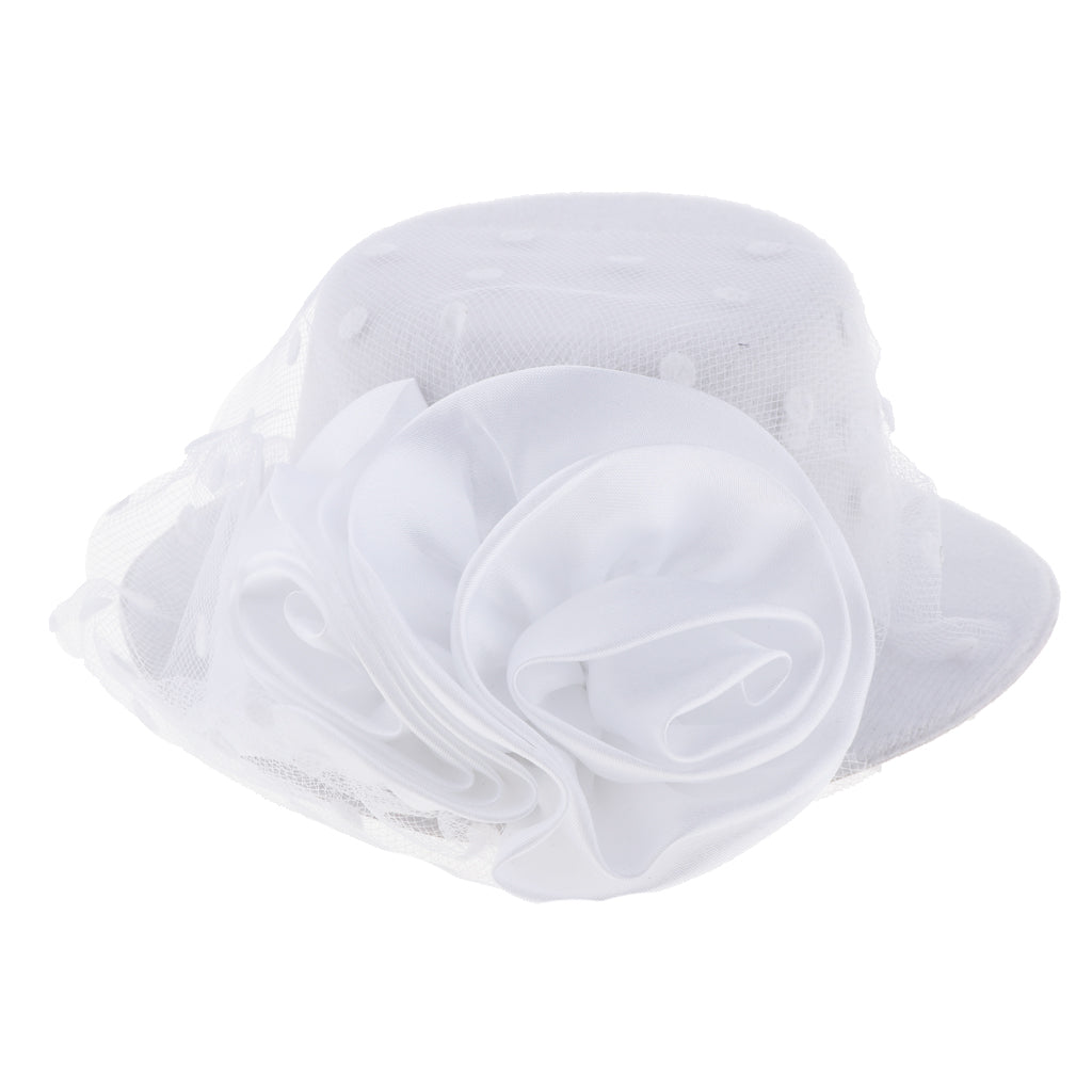 Kids Girls Hats Fascinators Baby Mini Top Hat Hair Clip Style 2-White