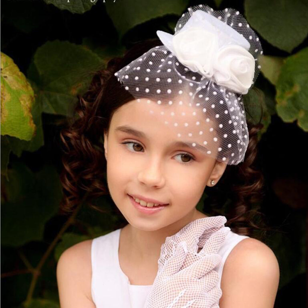 Kids Girls Hats Fascinators Baby Mini Top Hat Hair Clip Style 2-White