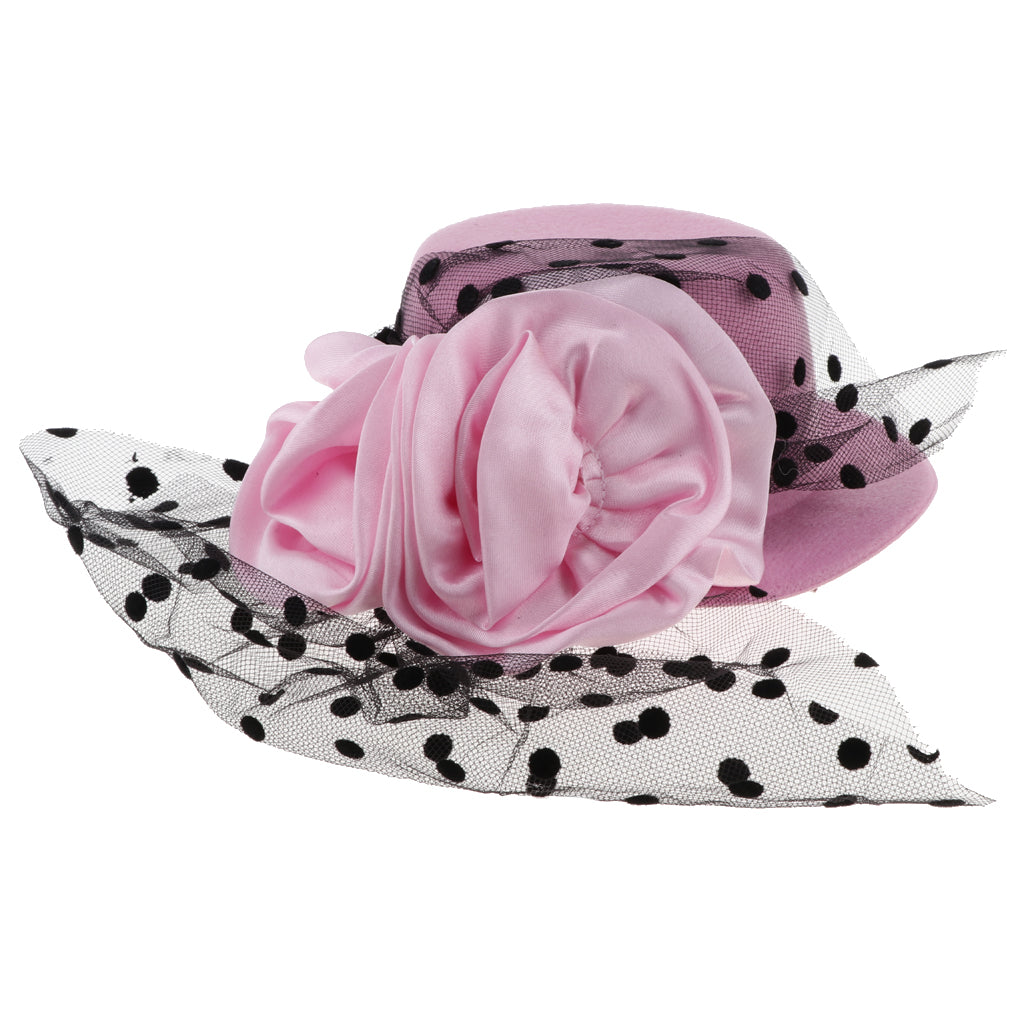 Kids Girls Hats Fascinators Baby Mini Top Hat Hair Clip Style 2-Pink