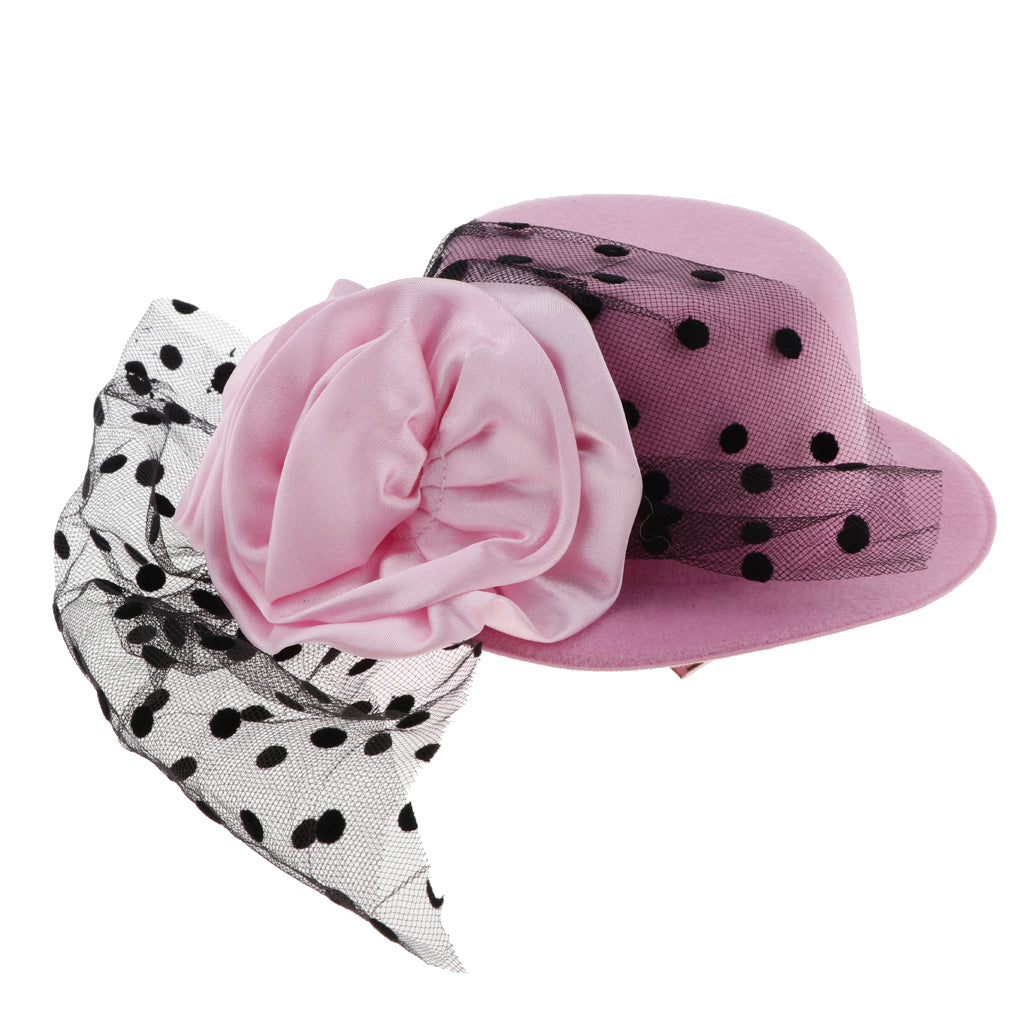 Kids Girls Hats Fascinators Baby Mini Top Hat Hair Clip Style 2-Pink