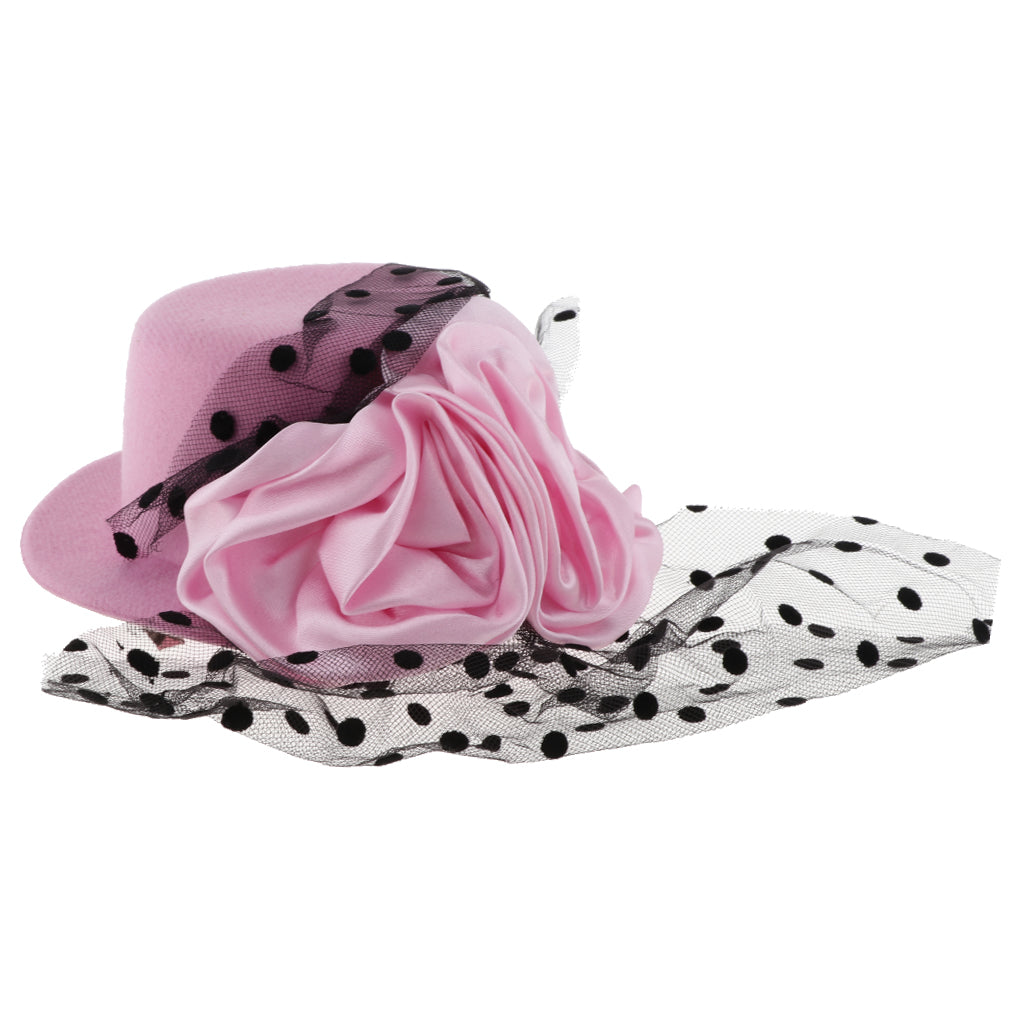 Kids Girls Hats Fascinators Baby Mini Top Hat Hair Clip Style 2-Pink