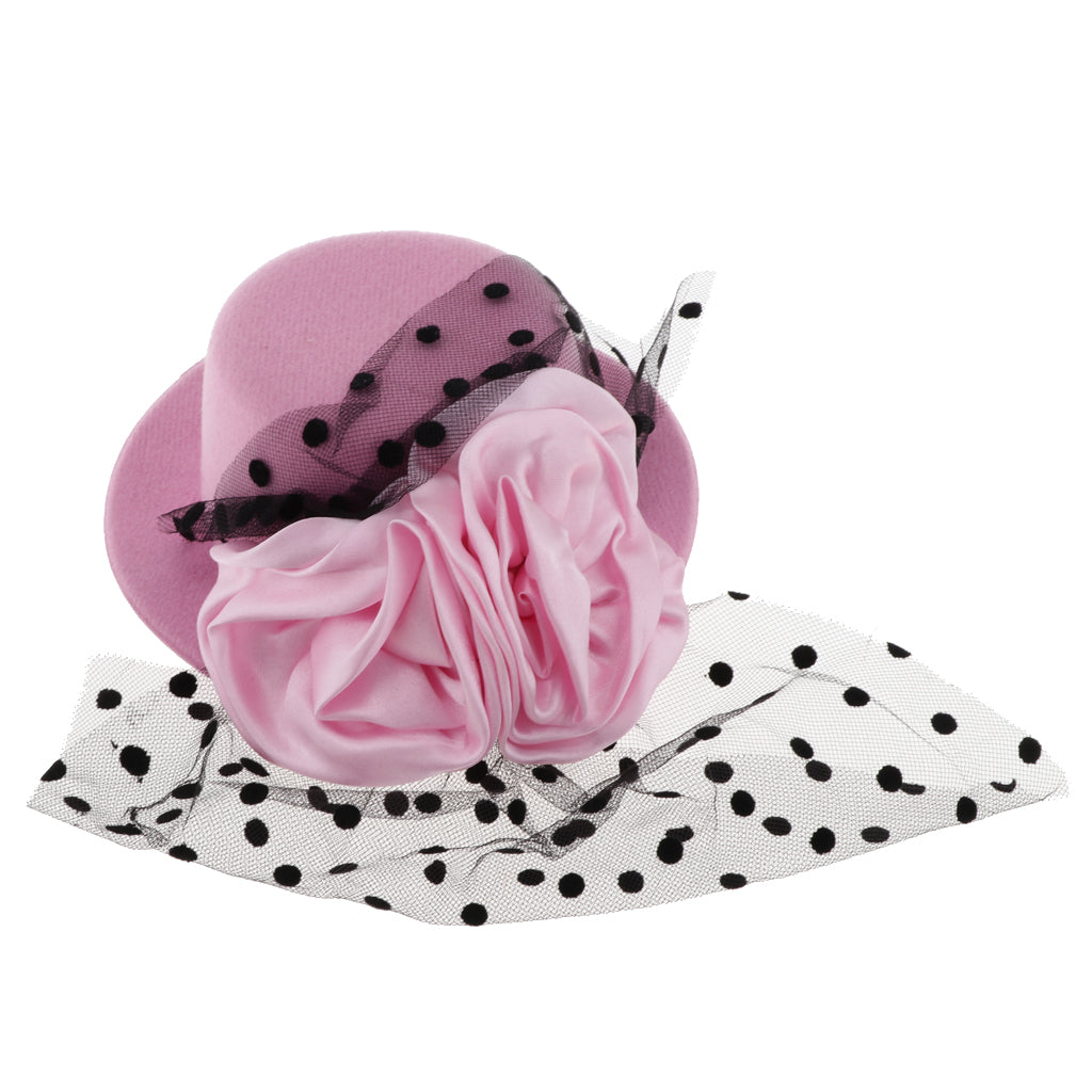 Kids Girls Hats Fascinators Baby Mini Top Hat Hair Clip Style 2-Pink