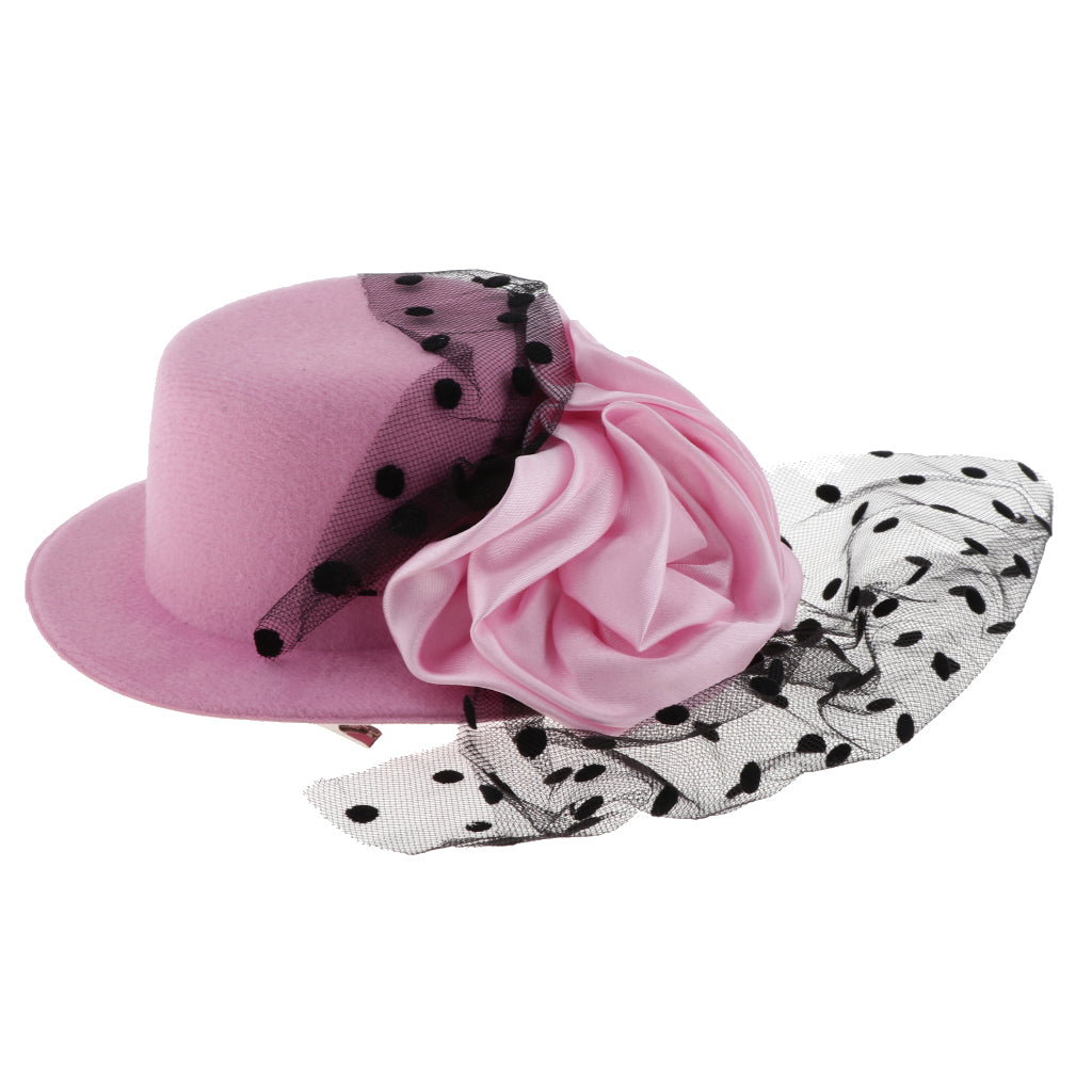 Kids Girls Hats Fascinators Baby Mini Top Hat Hair Clip Style 2-Pink