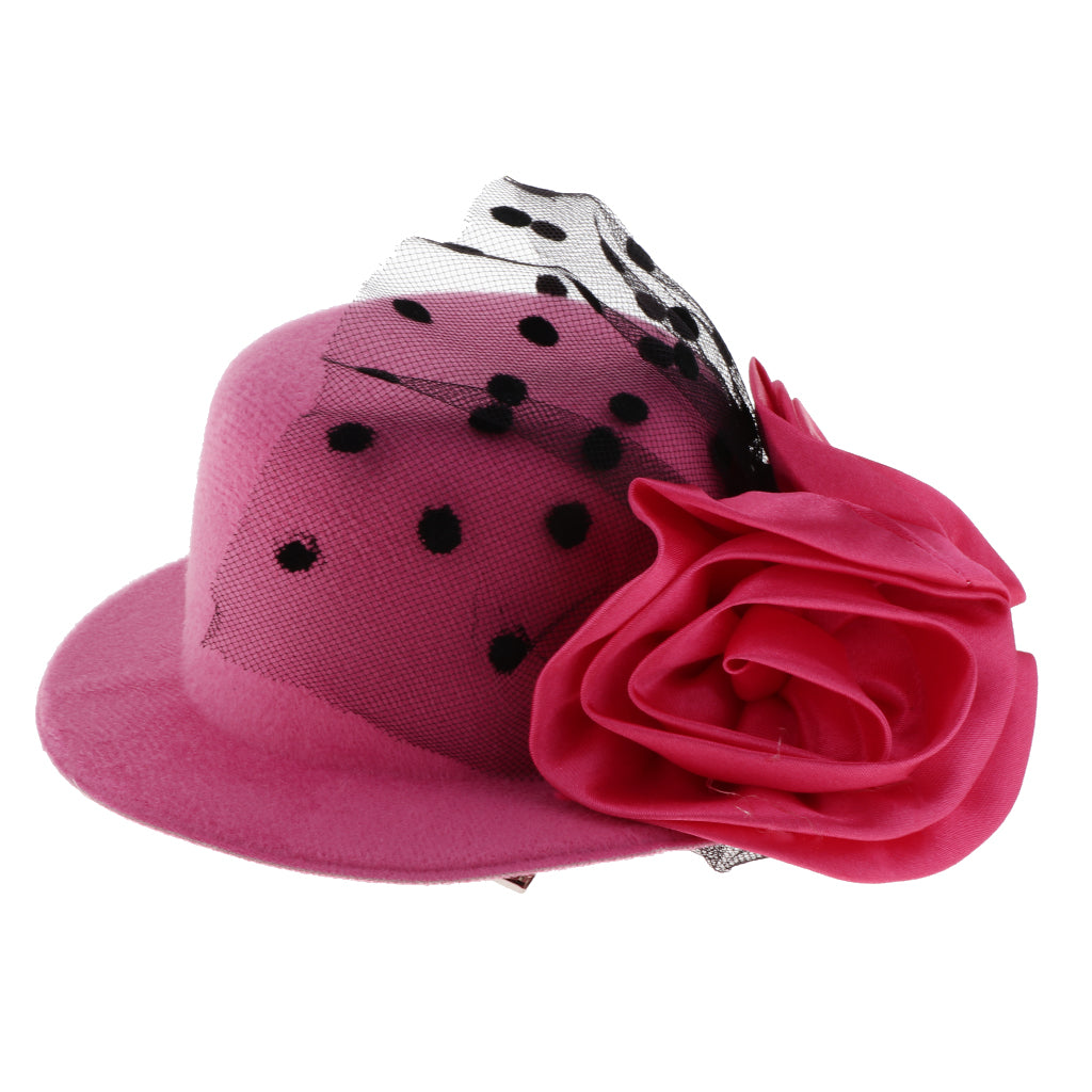 Kids Girls Hats Fascinators Baby Mini Top Hat Hair Clip Style 2-Rose