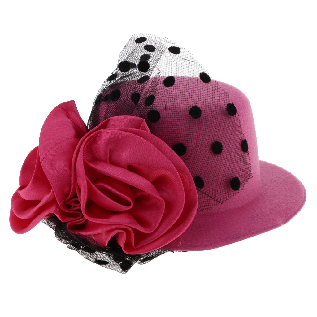 Kids Girls Hats Fascinators Baby Mini Top Hat Hair Clip Style 2-Rose