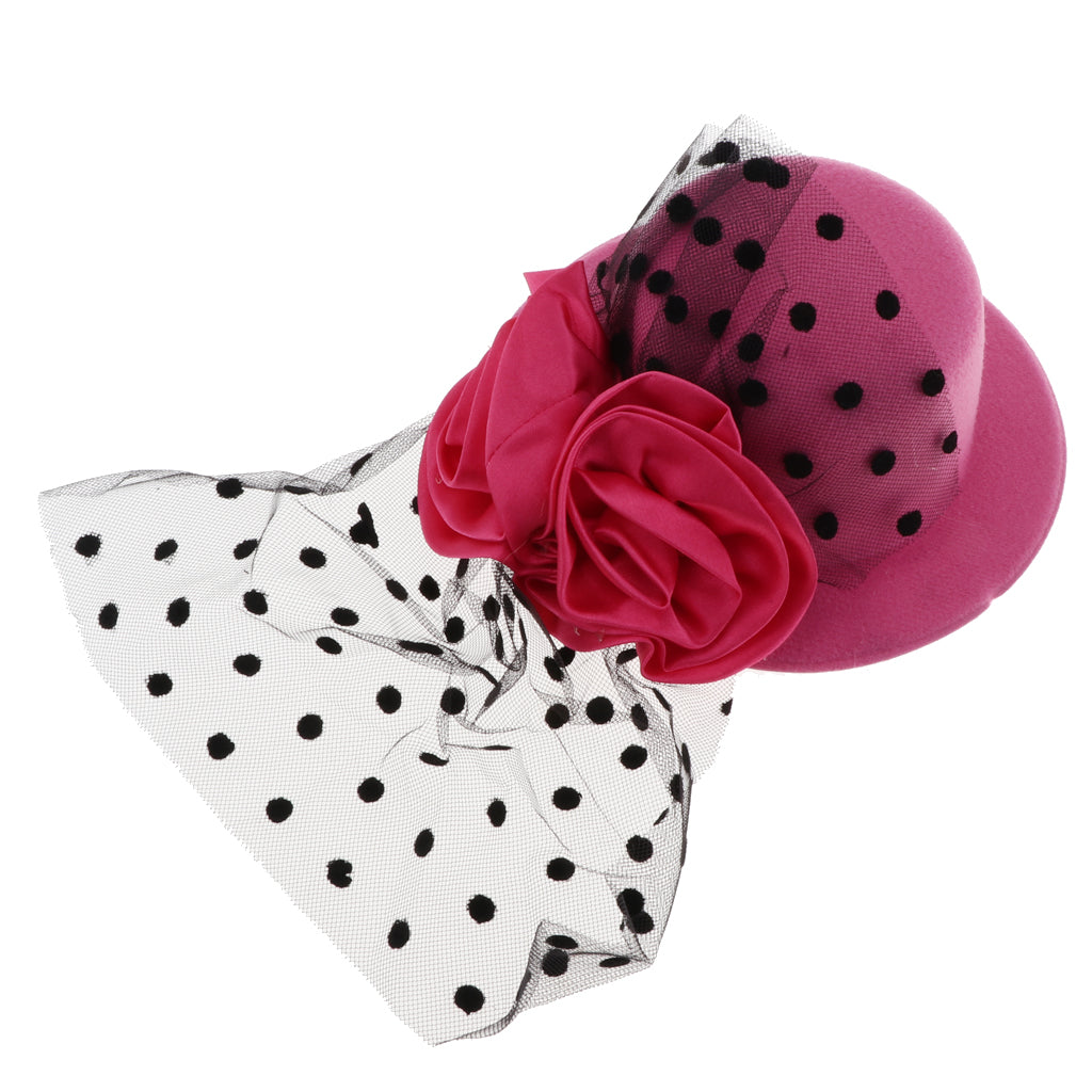 Kids Girls Hats Fascinators Baby Mini Top Hat Hair Clip Style 2-Rose