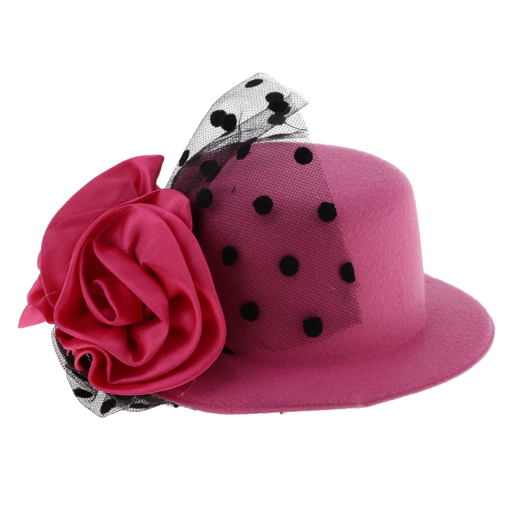 Kids Girls Hats Fascinators Baby Mini Top Hat Hair Clip Style 2-Rose