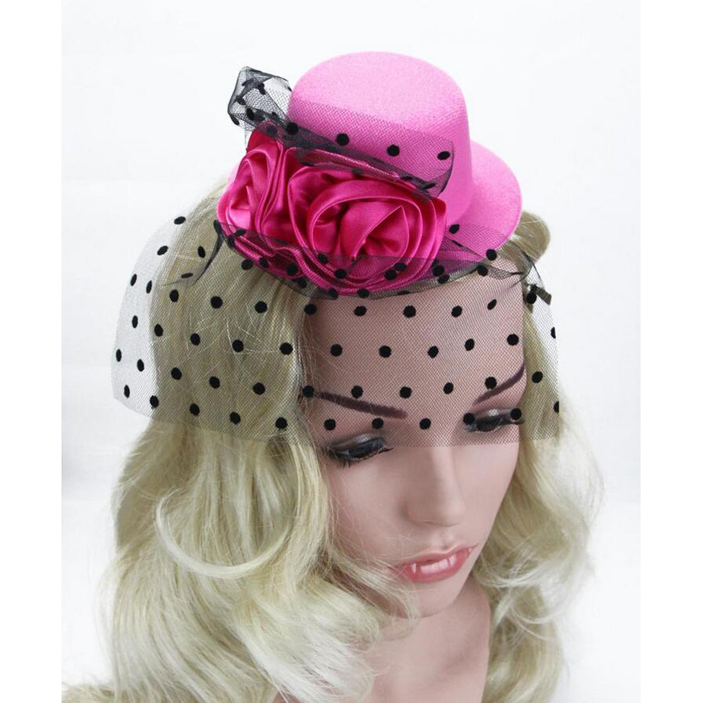 Kids Girls Hats Fascinators Baby Mini Top Hat Hair Clip Style 2-Rose