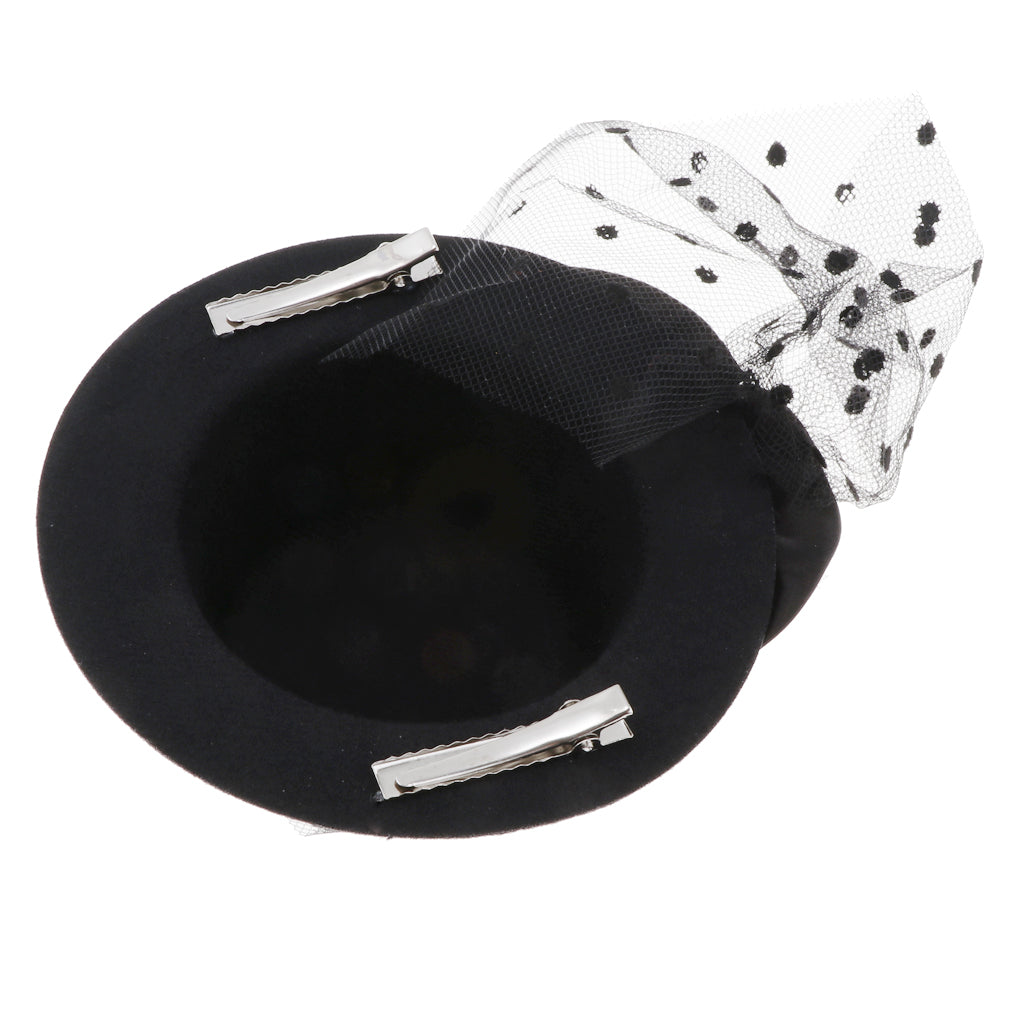 Kids Girls Hats Fascinators Baby Mini Top Hat Hair Clip Style 2-Black