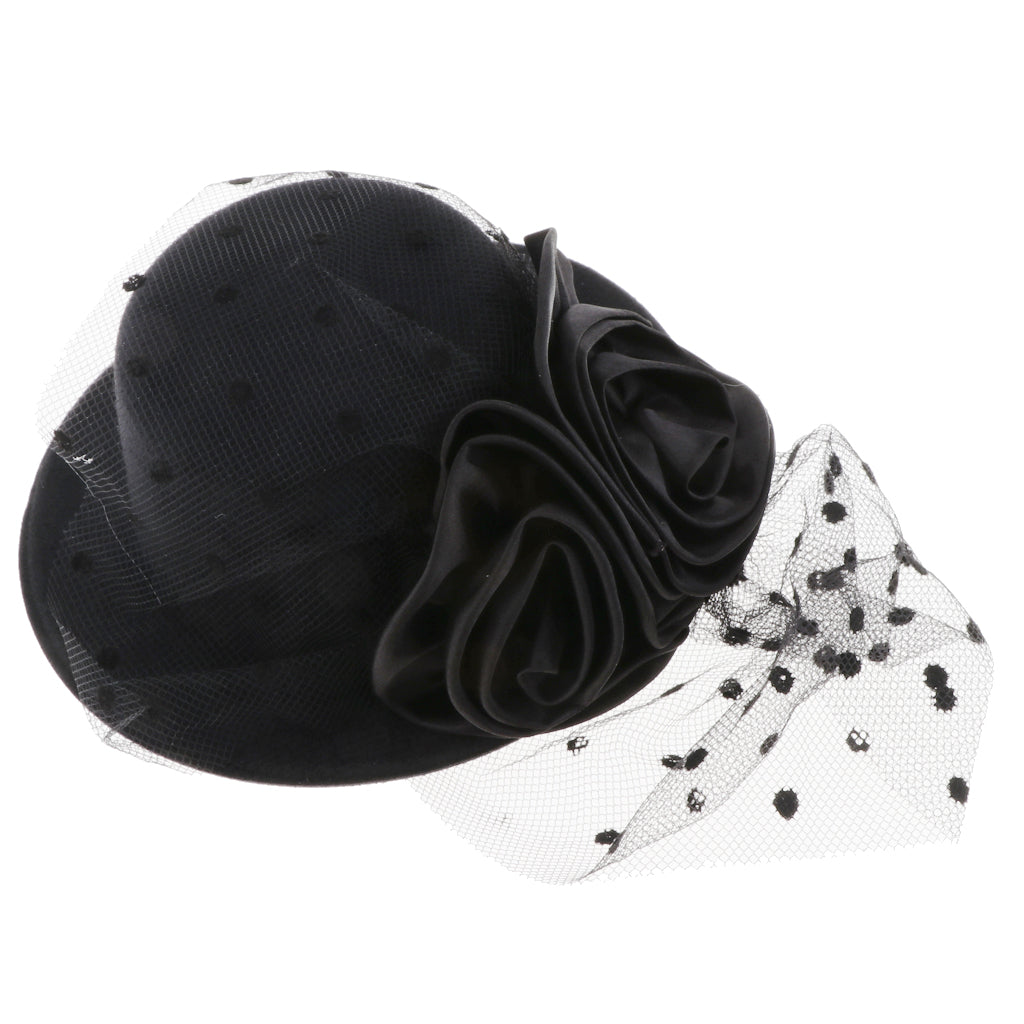 Kids Girls Hats Fascinators Baby Mini Top Hat Hair Clip Style 2-Black