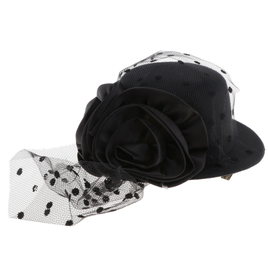 Kids Girls Hats Fascinators Baby Mini Top Hat Hair Clip Style 2-Black