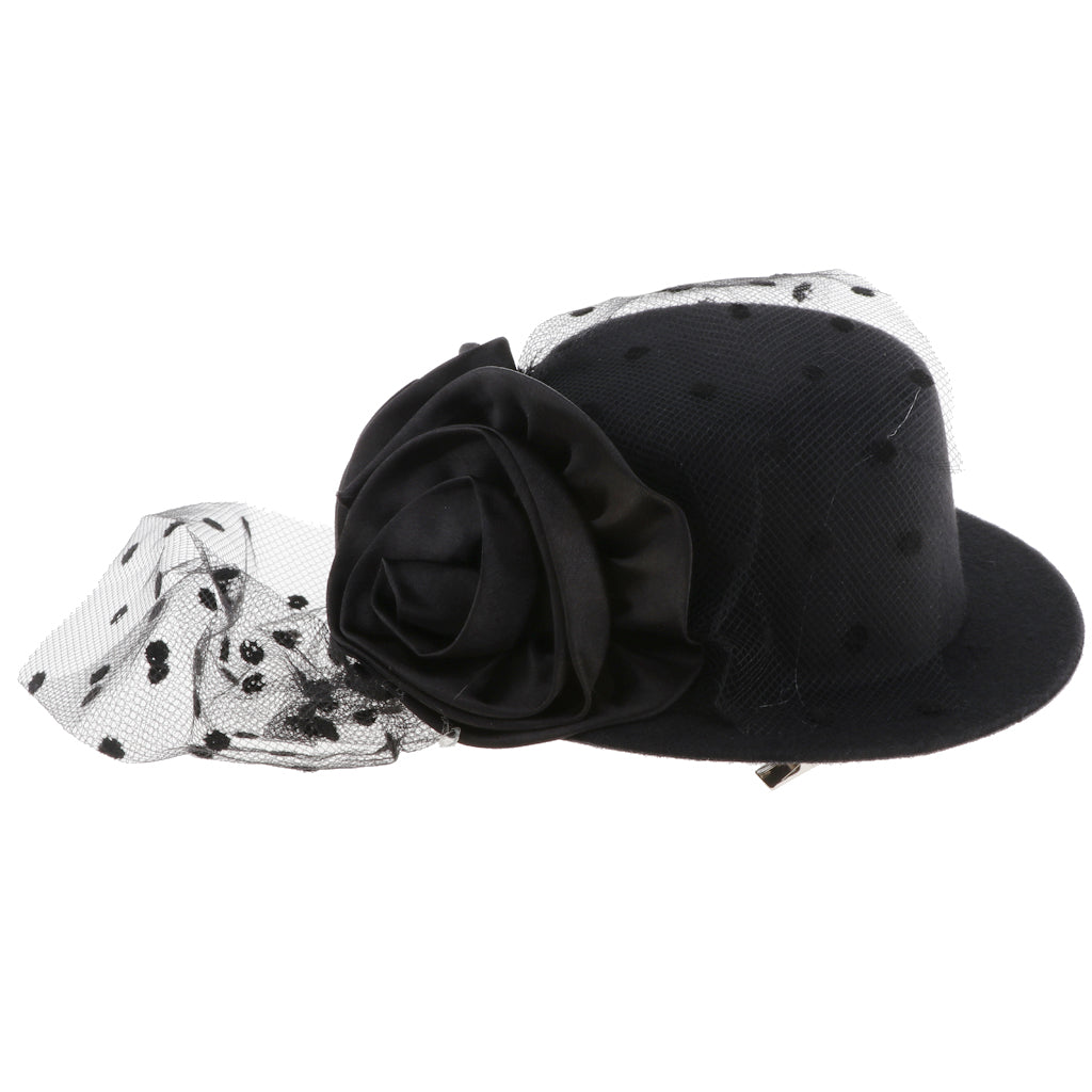 Kids Girls Hats Fascinators Baby Mini Top Hat Hair Clip Style 2-Black