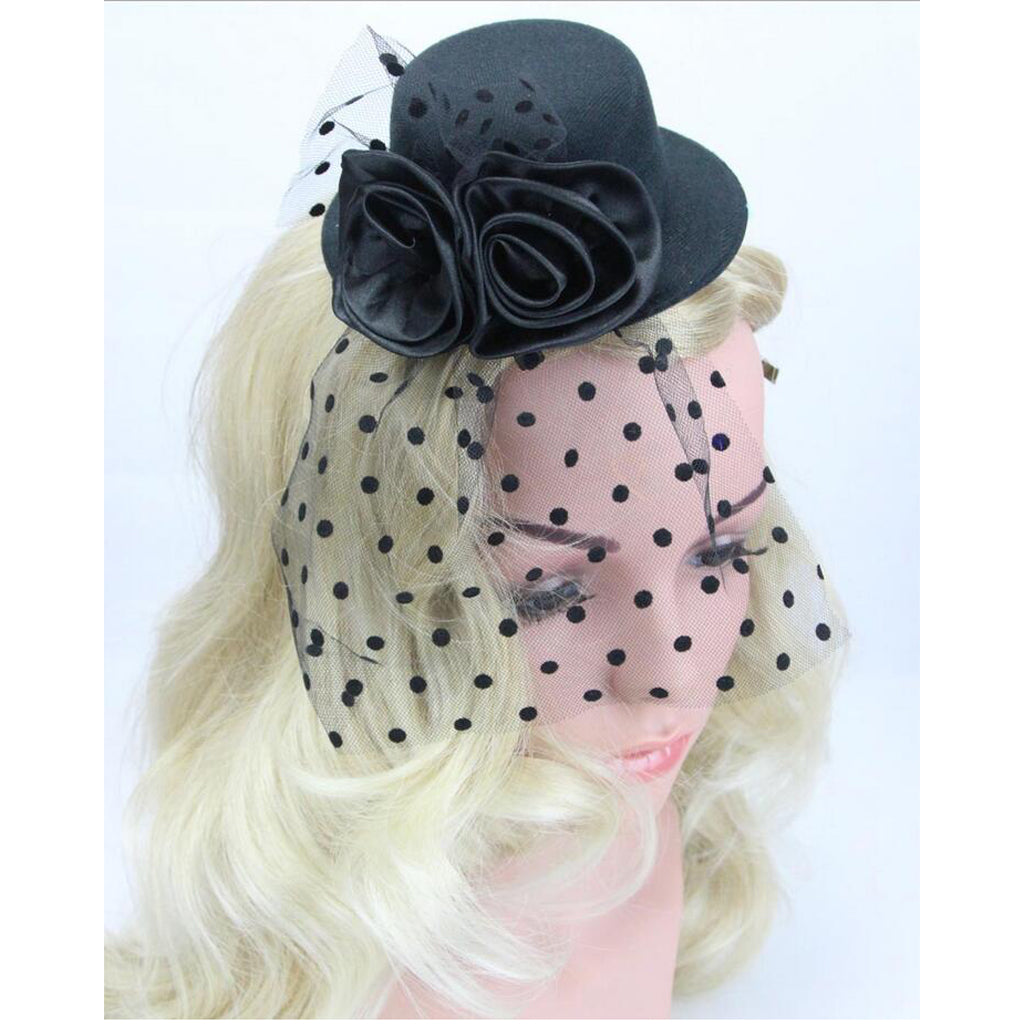 Kids Girls Hats Fascinators Baby Mini Top Hat Hair Clip Style 2-Black