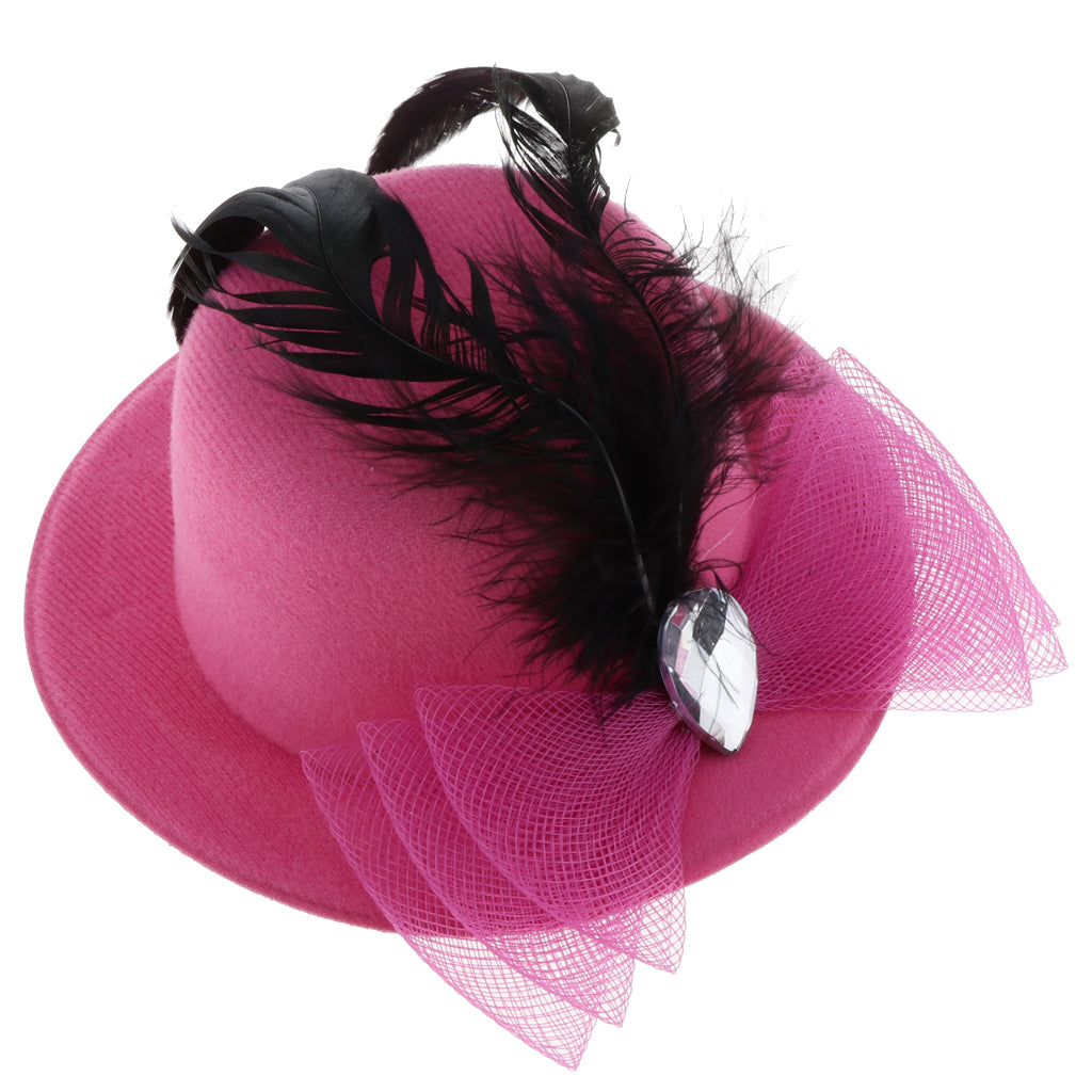 Kids Girls Hats Fascinators Baby Mini Top Hat Hair Clips Style 3-Rose