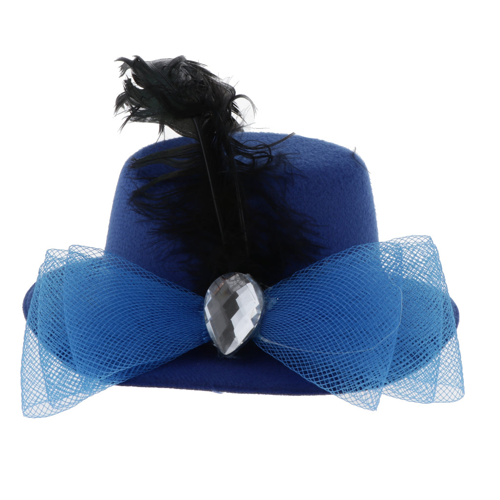 Kids Girls Hats Fascinators Baby Mini Top Hat Hair Clips Style 3-Royal