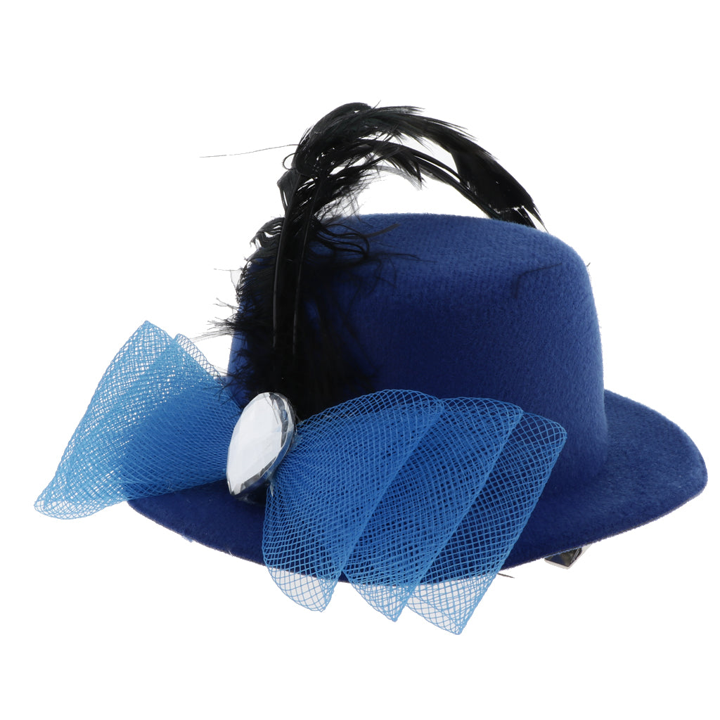 Kids Girls Hats Fascinators Baby Mini Top Hat Hair Clips Style 3-Royal