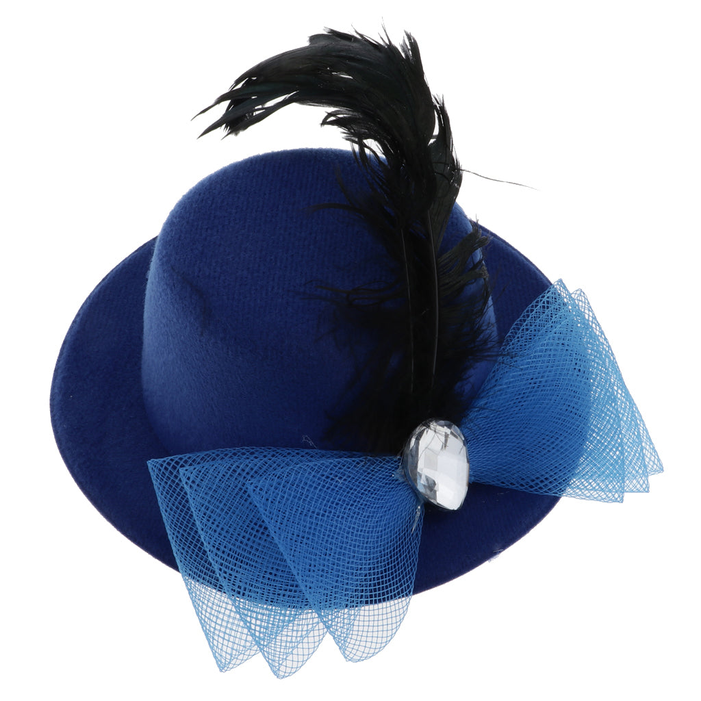 Kids Girls Hats Fascinators Baby Mini Top Hat Hair Clips Style 3-Royal