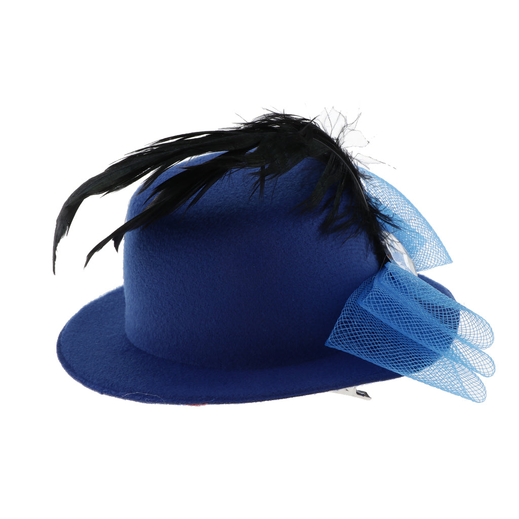 Kids Girls Hats Fascinators Baby Mini Top Hat Hair Clips Style 3-Royal