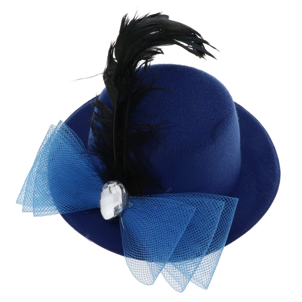 Kids Girls Hats Fascinators Baby Mini Top Hat Hair Clips Style 3-Royal